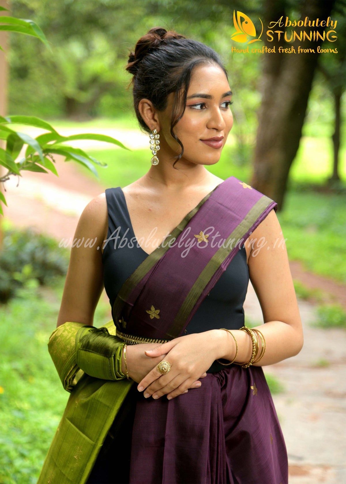 PARIJATHAM Hand Woven Burgundy Floral Motif