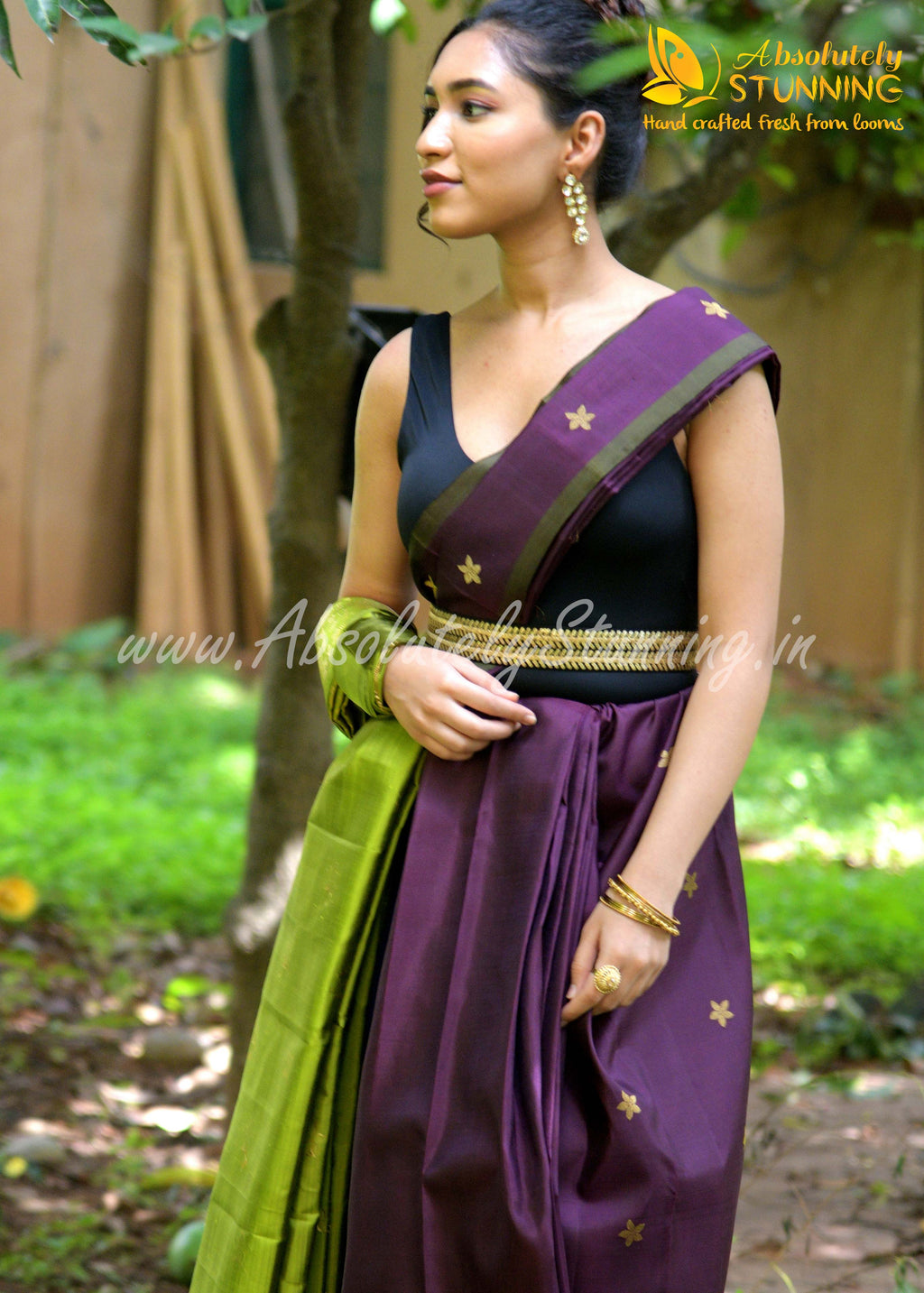 PARIJATHAM Hand Woven Burgundy Floral Motif