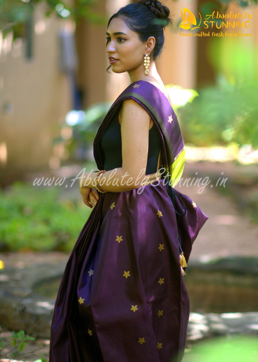 PARIJATHAM Hand Woven Burgundy Floral Motif