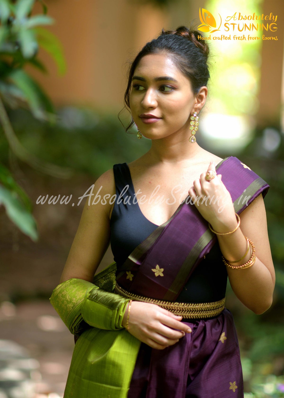 PARIJATHAM Hand Woven Burgundy Floral Motif