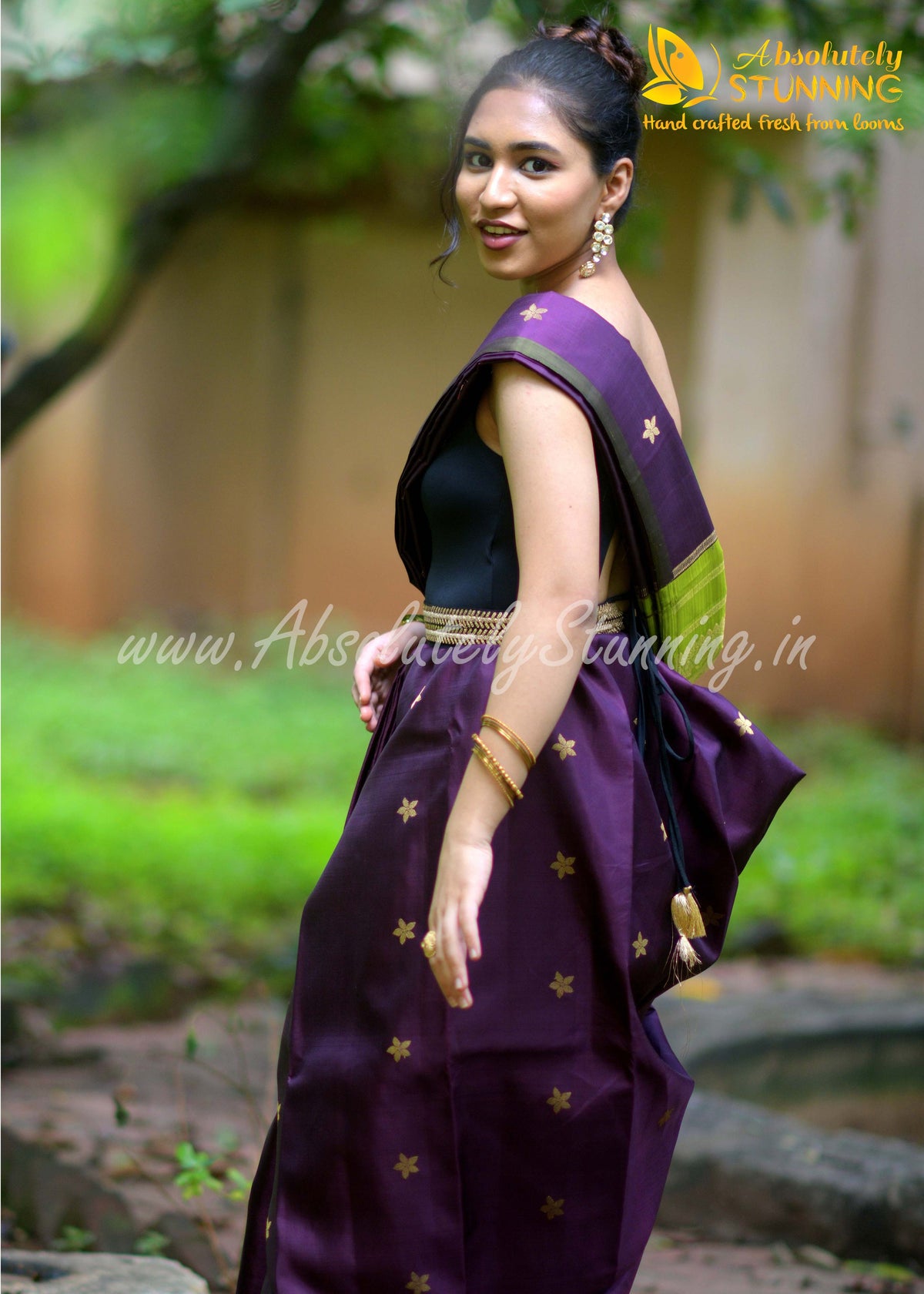 PARIJATHAM Hand Woven Burgundy Floral Motif