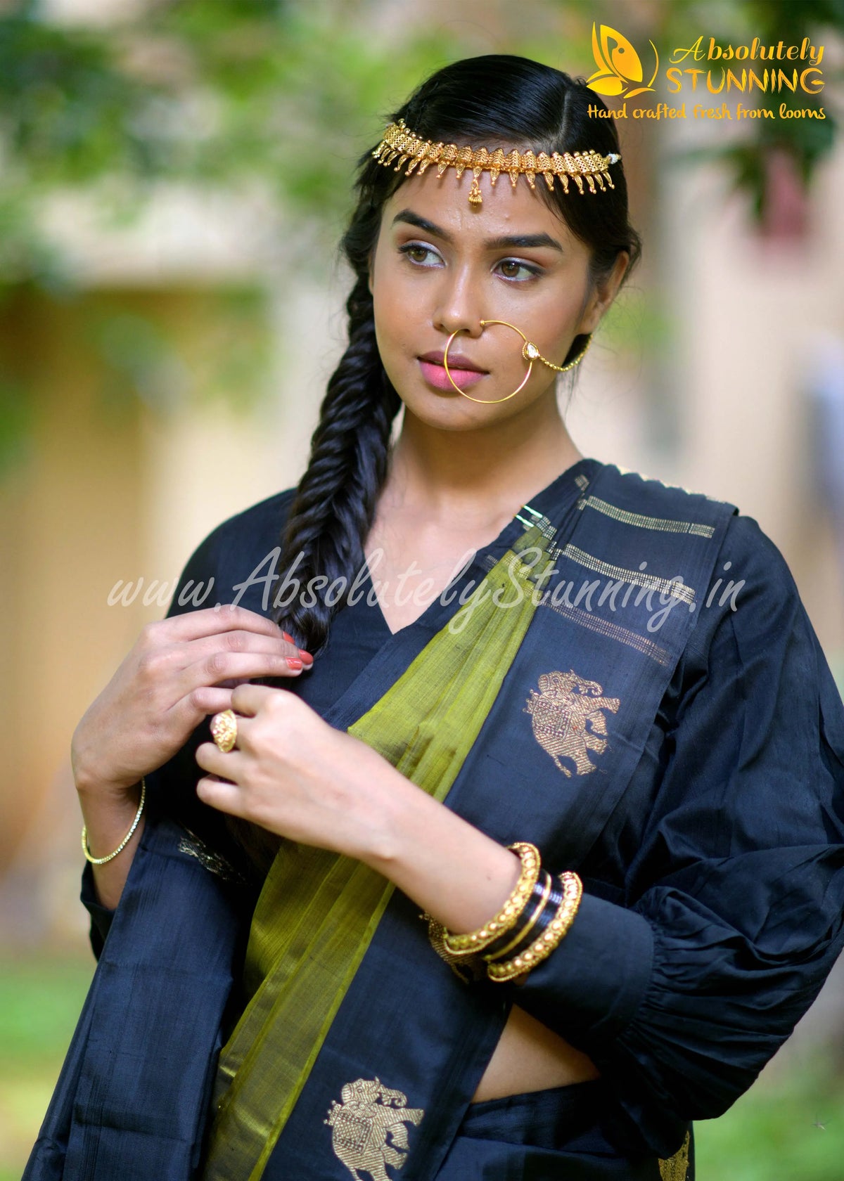 RATHOTSAVAM Hand Woven Olive Green