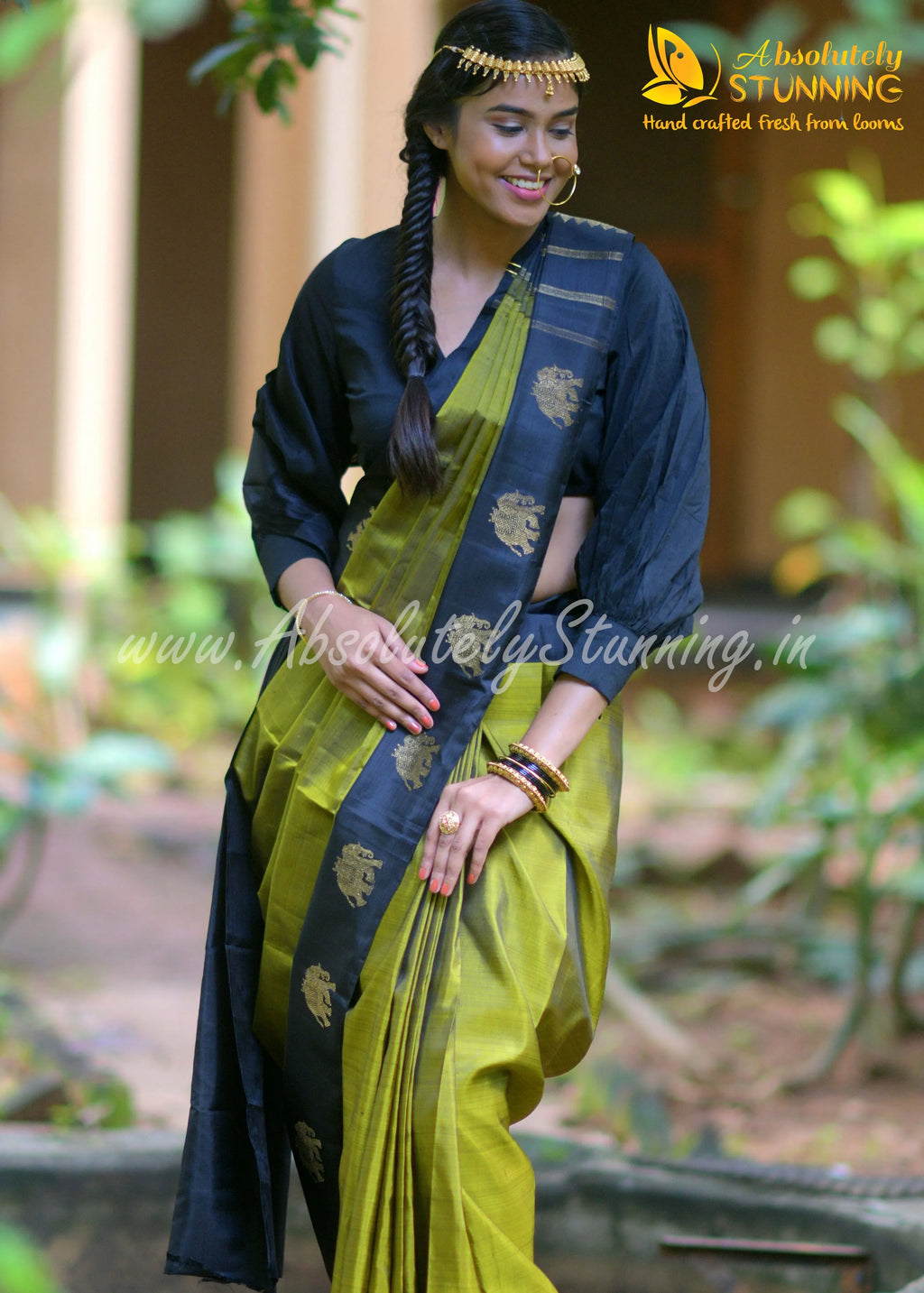 RATHOTSAVAM Hand Woven Olive Green