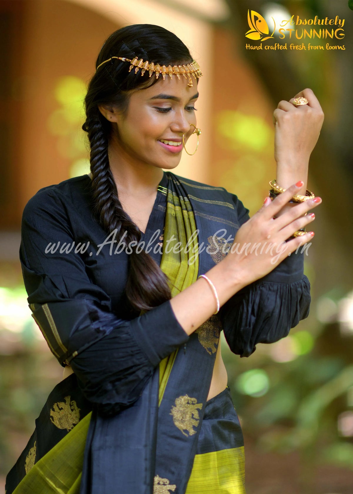 RATHOTSAVAM Hand Woven Olive Green