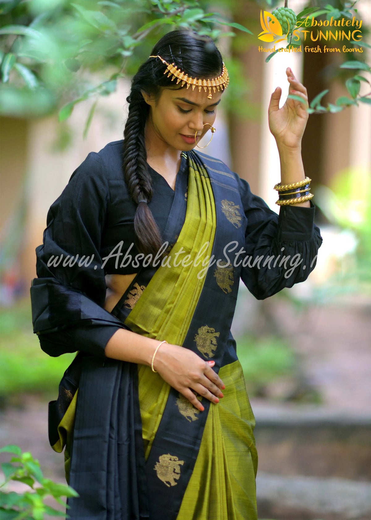 RATHOTSAVAM Hand Woven Olive Green