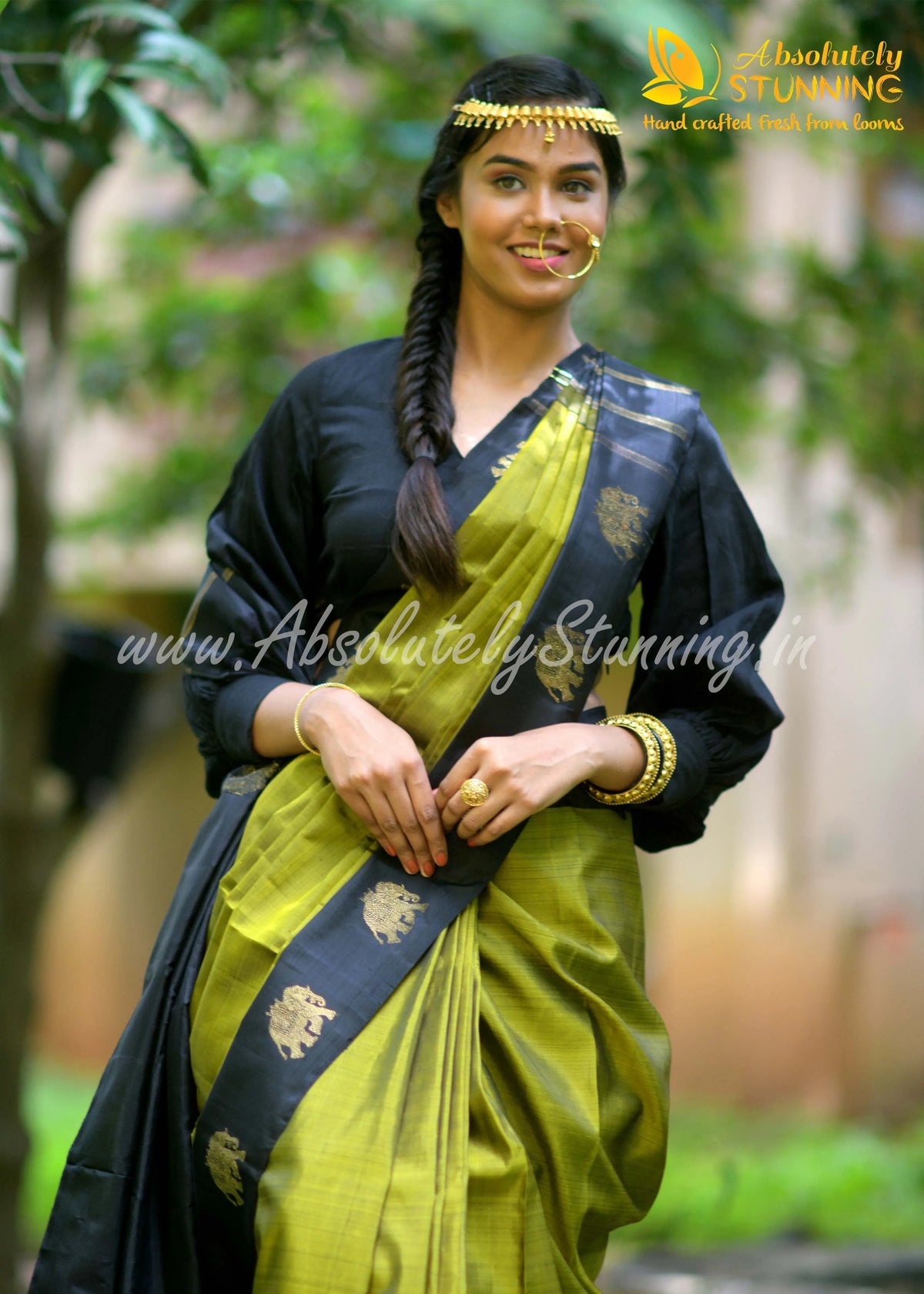 RATHOTSAVAM Hand Woven Olive Green