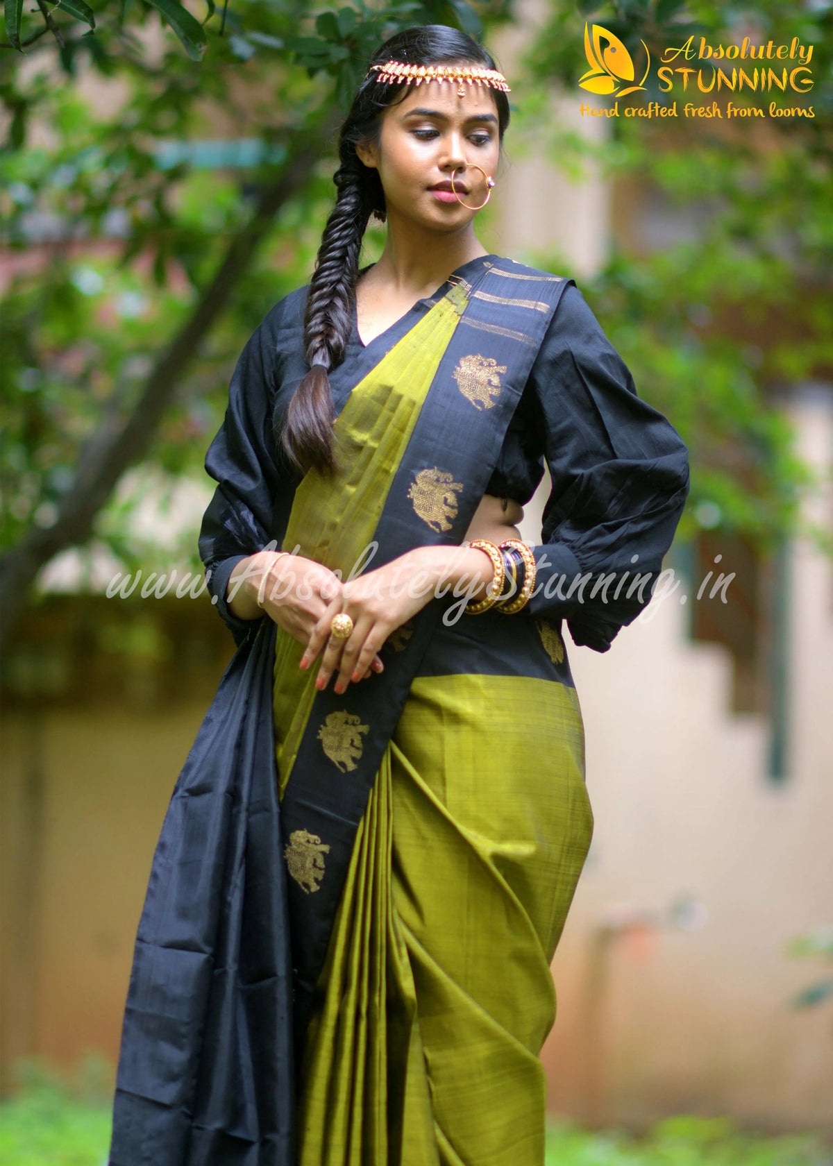 RATHOTSAVAM Hand Woven Olive Green