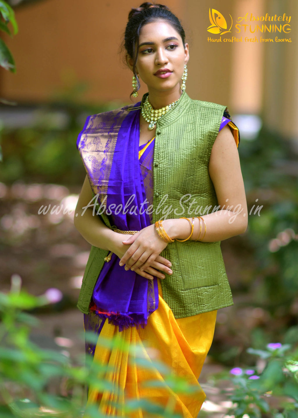 KOKILAM Handwoven Korvai Pineapple Yellow