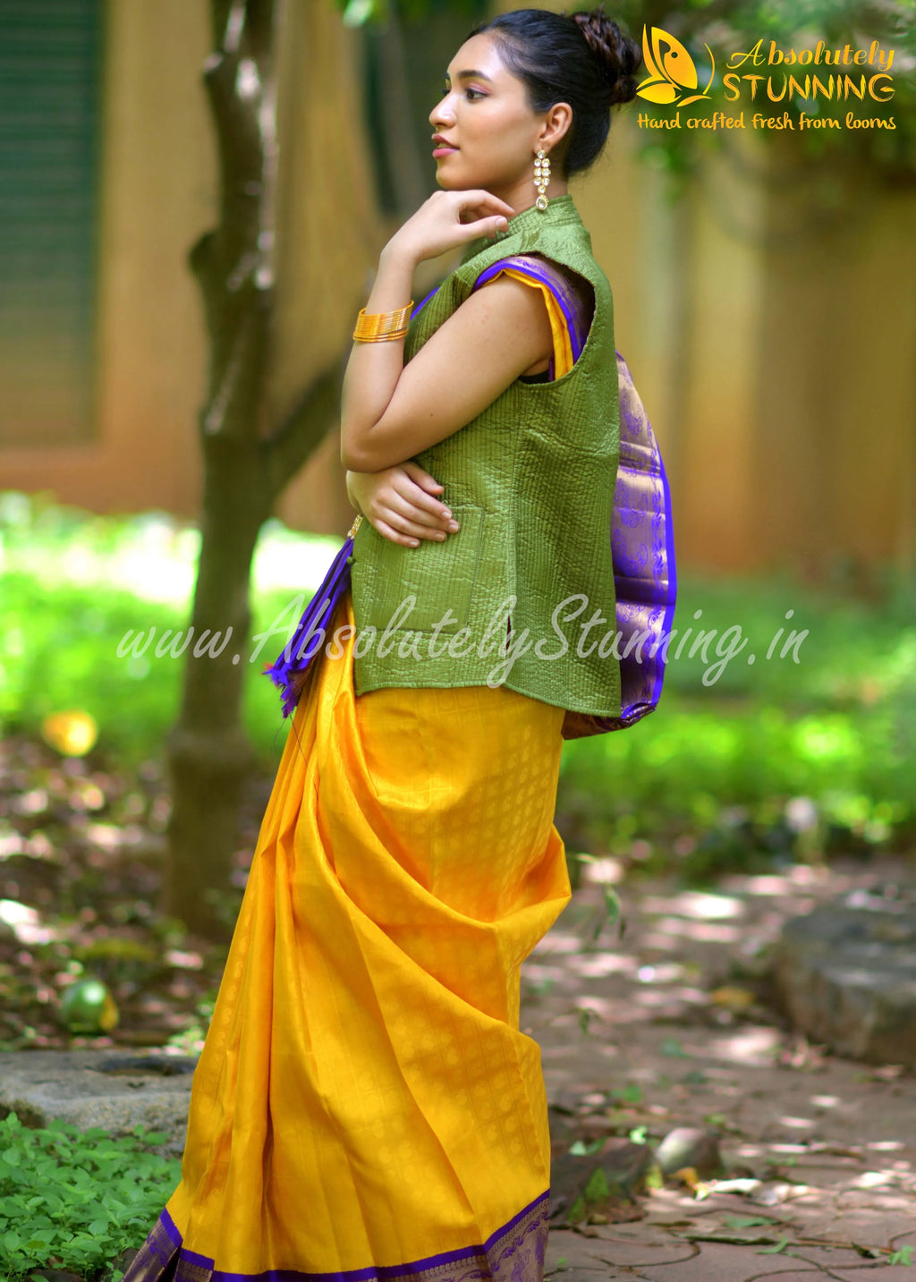 KOKILAM Handwoven Korvai Pineapple Yellow