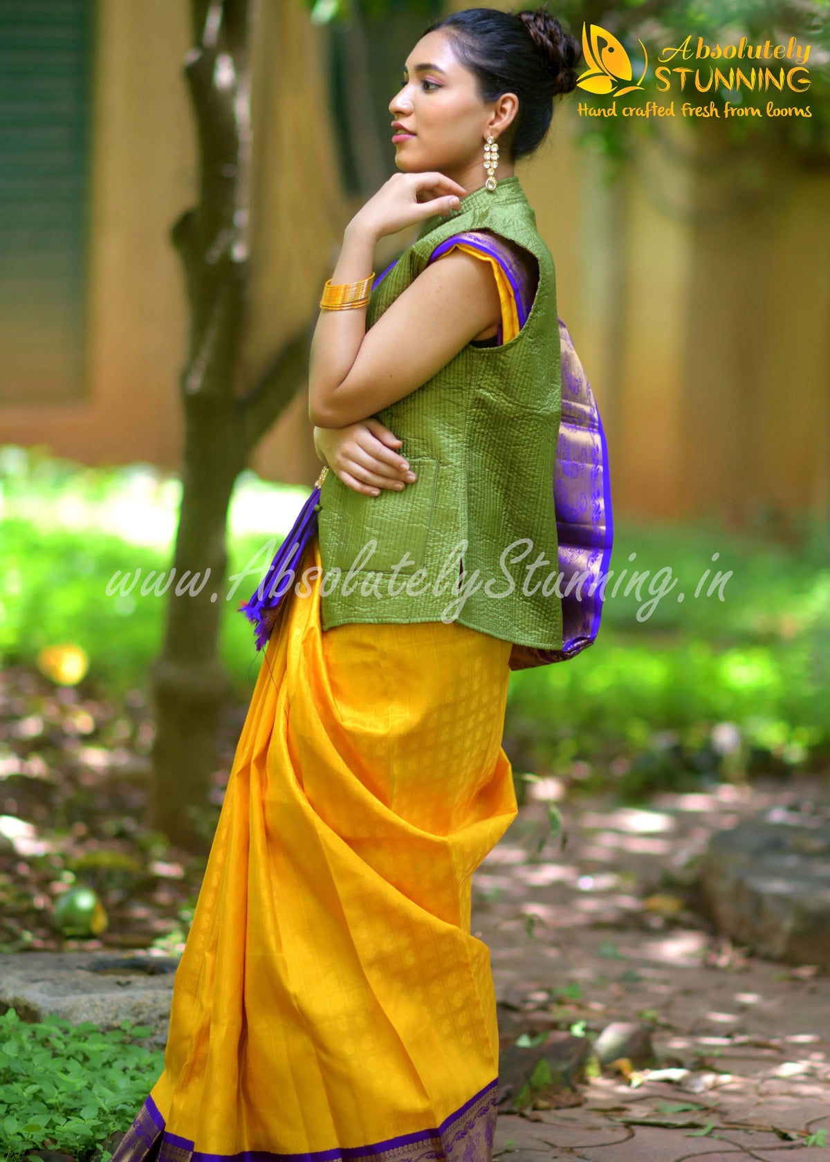KOKILAM Handwoven Korvai Pineapple Yellow