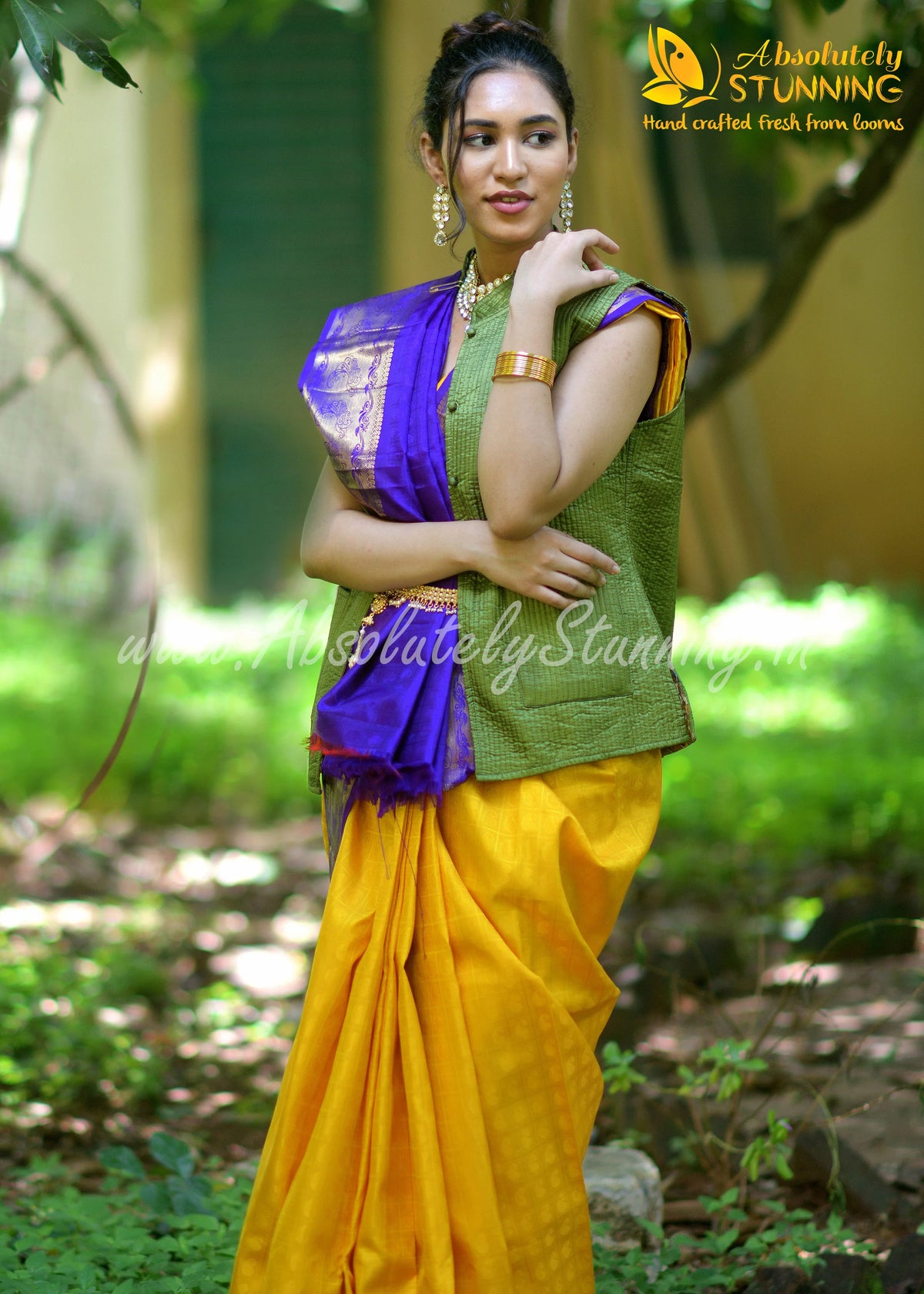 KOKILAM Handwoven Korvai Pineapple Yellow