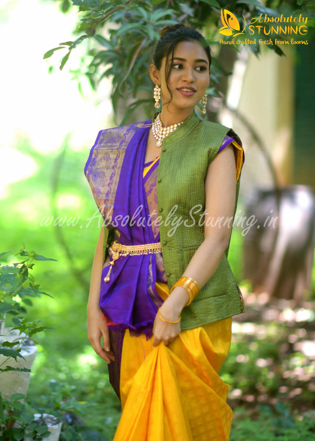KOKILAM Handwoven Korvai Pineapple Yellow