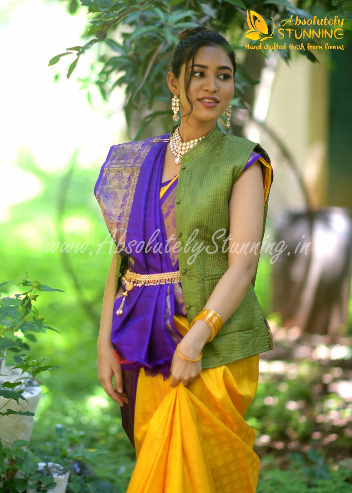 KOKILAM Handwoven Korvai Pineapple Yellow