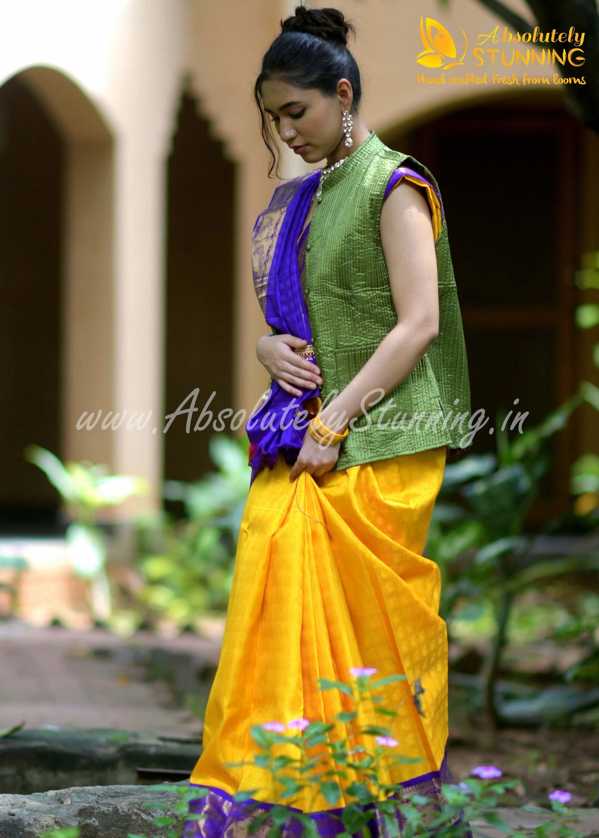 KOKILAM Handwoven Korvai Pineapple Yellow