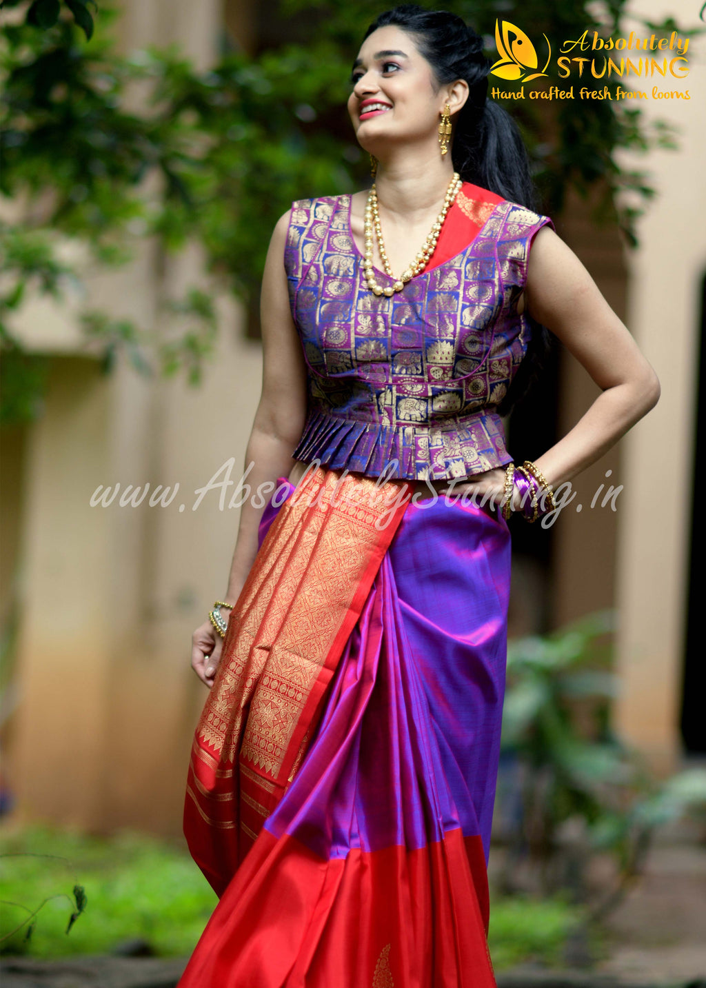 AAMRAM Hand Woven Bright Magenta Paisley Motif