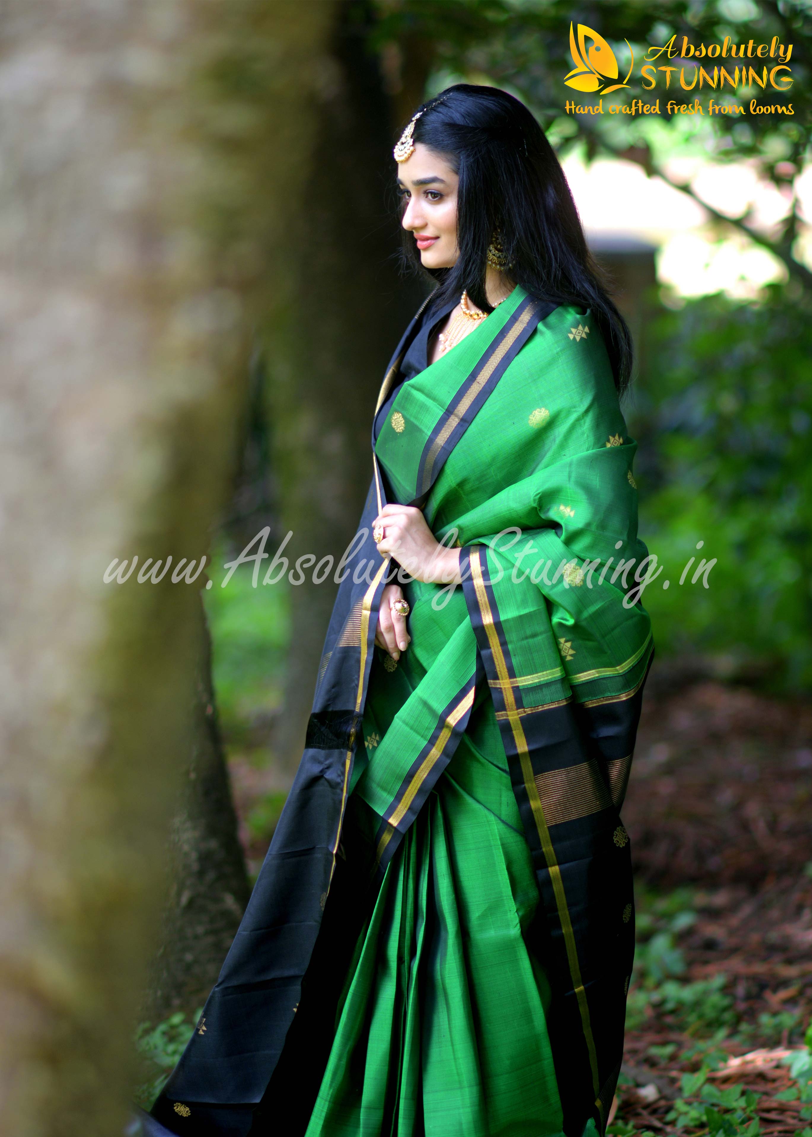 Soundaryam Hand Woven Green Exquisite Motifs