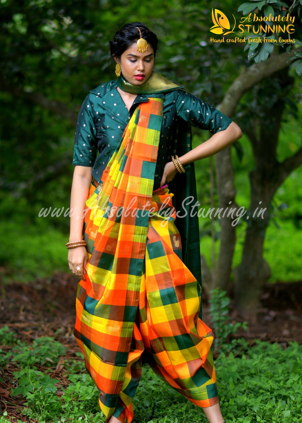 PANJAVARNAM Hand Woven Multicolour (Orange)