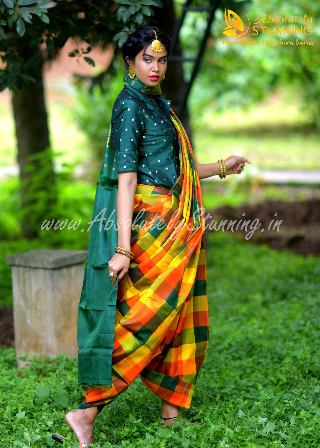 PANJAVARNAM Hand Woven Multicolour (Orange)