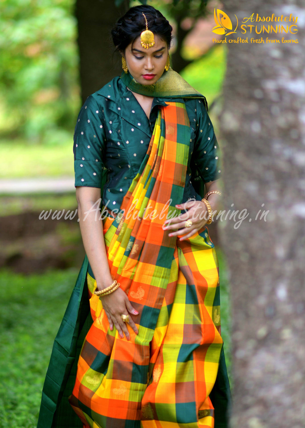 PANJAVARNAM Hand Woven Multicolour (Orange)