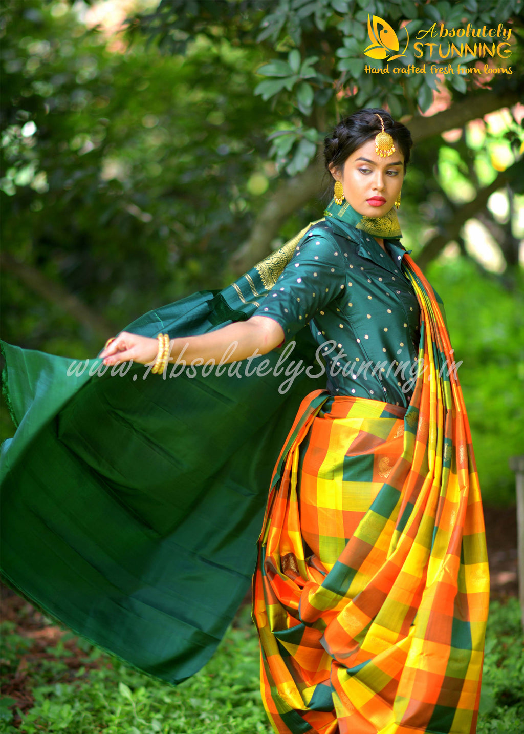 PANJAVARNAM Hand Woven Multicolour (Orange)
