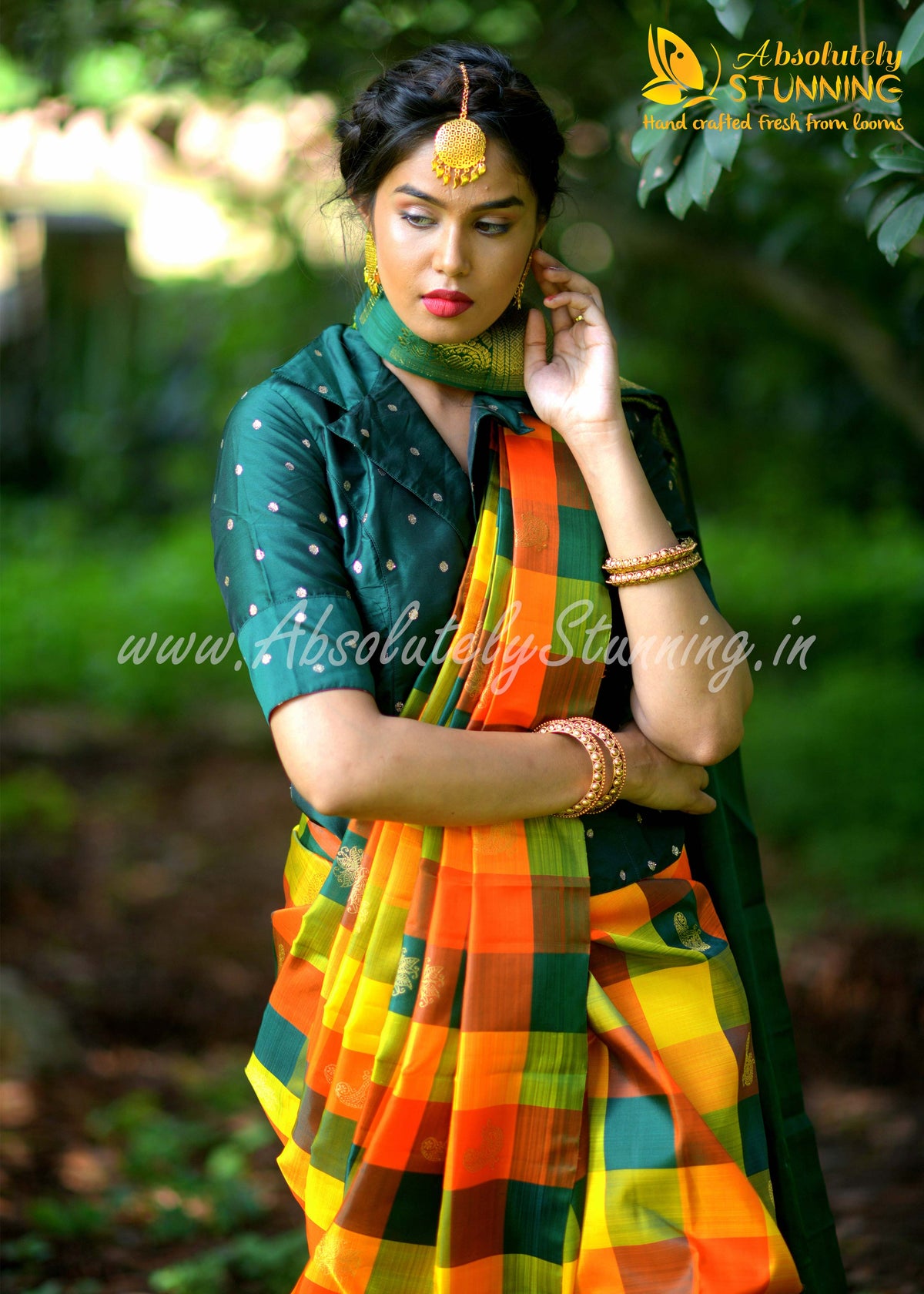 PANJAVARNAM Hand Woven Multicolour (Orange)