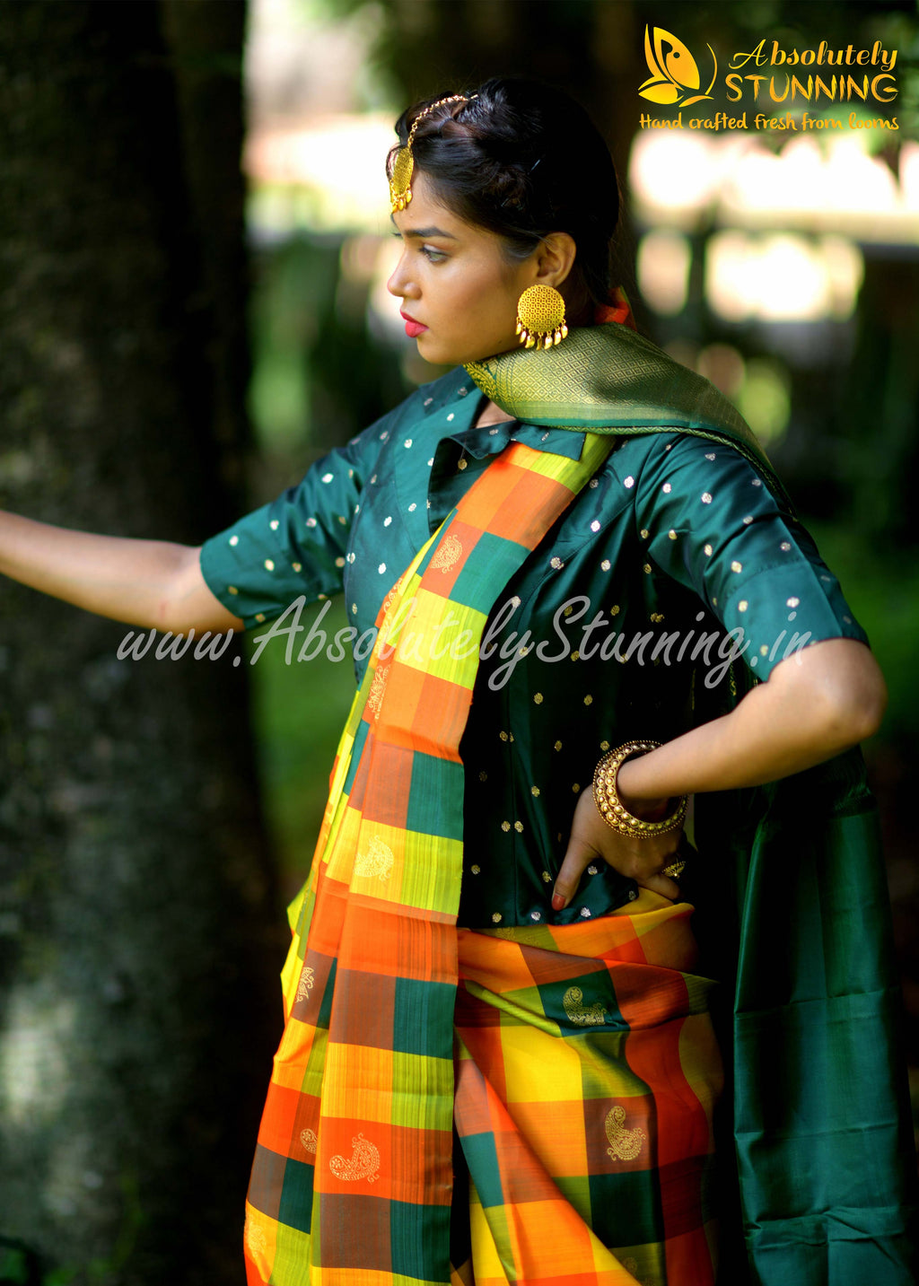 PANJAVARNAM Hand Woven Multicolour (Orange)