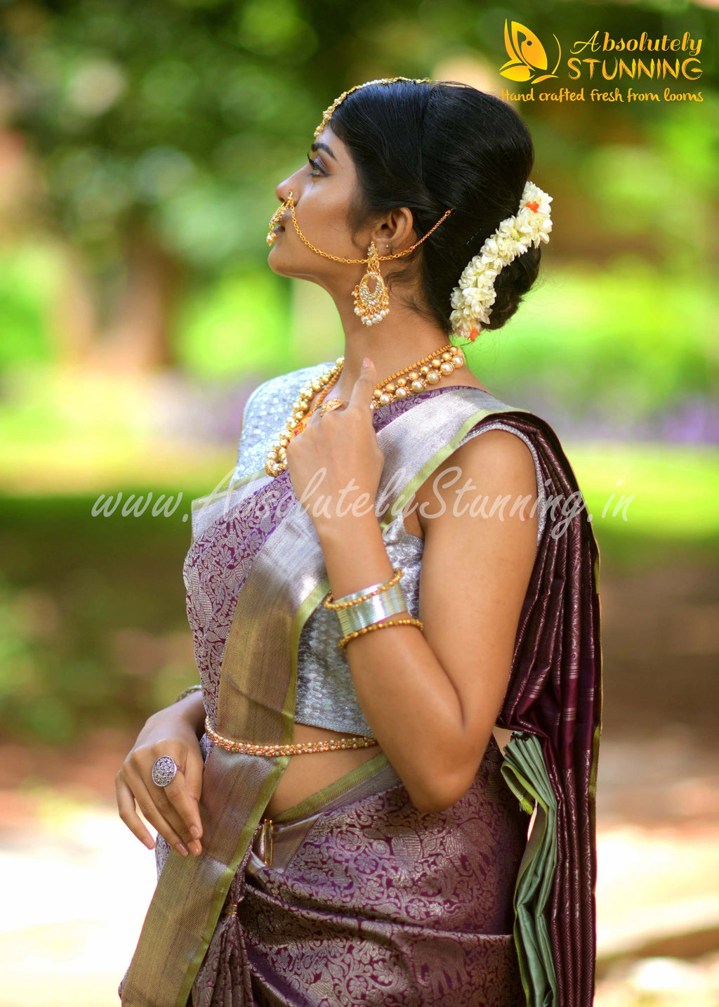 KANANAM Hand Woven Burgundy Bridal