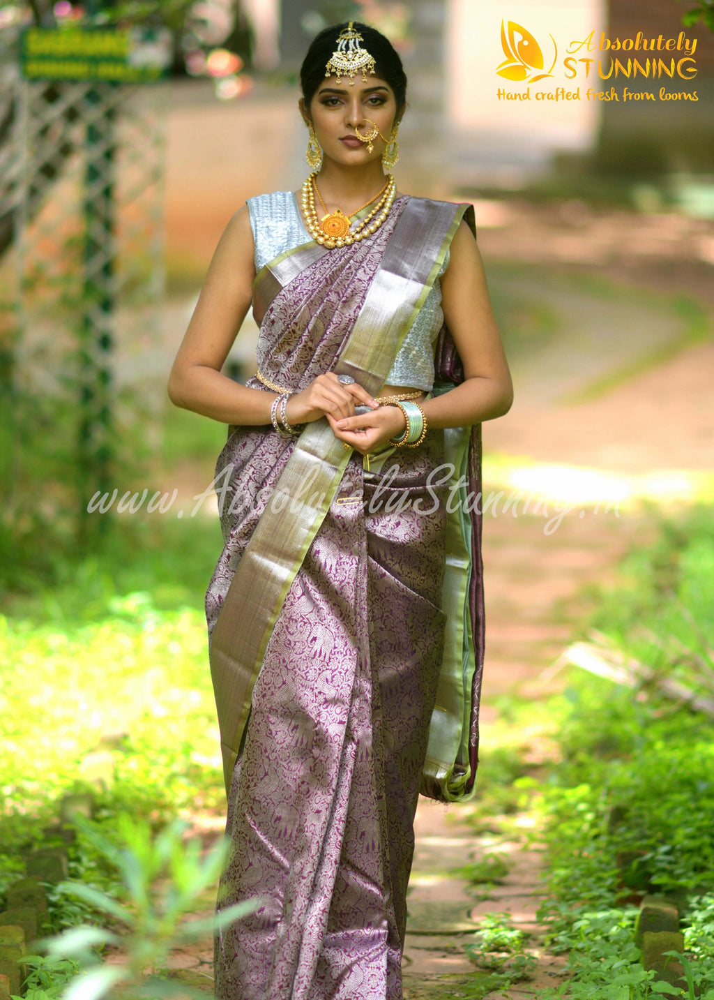 KANANAM Hand Woven Burgundy Bridal