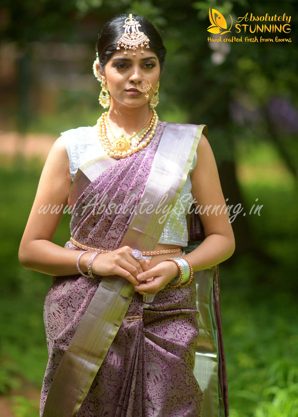 KANANAM Hand Woven Burgundy Bridal