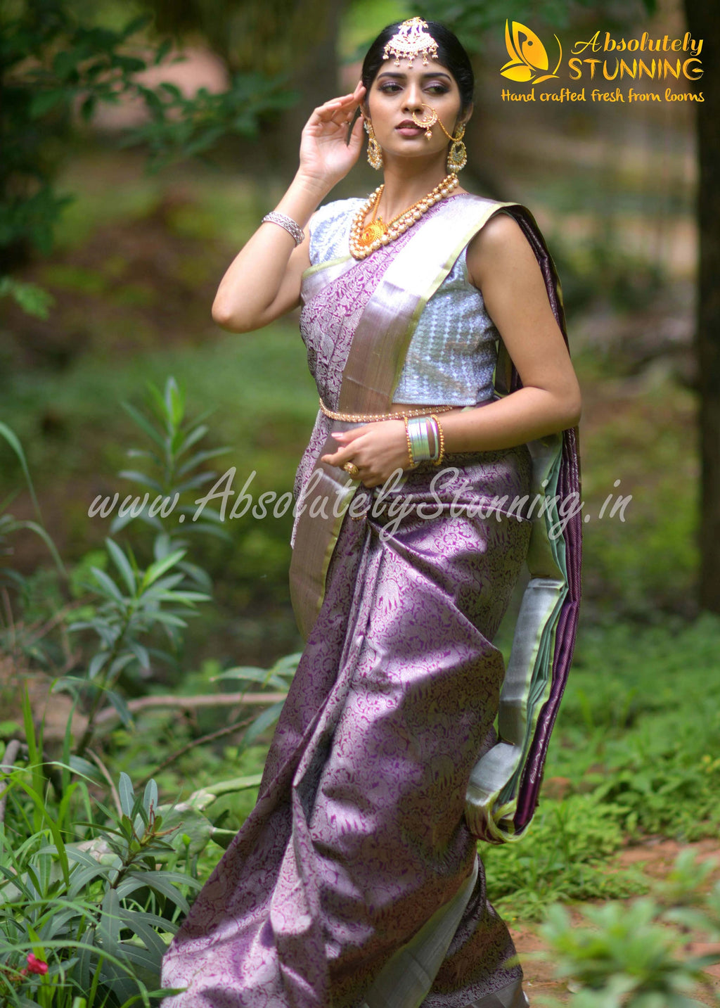 KANANAM Hand Woven Burgundy Bridal