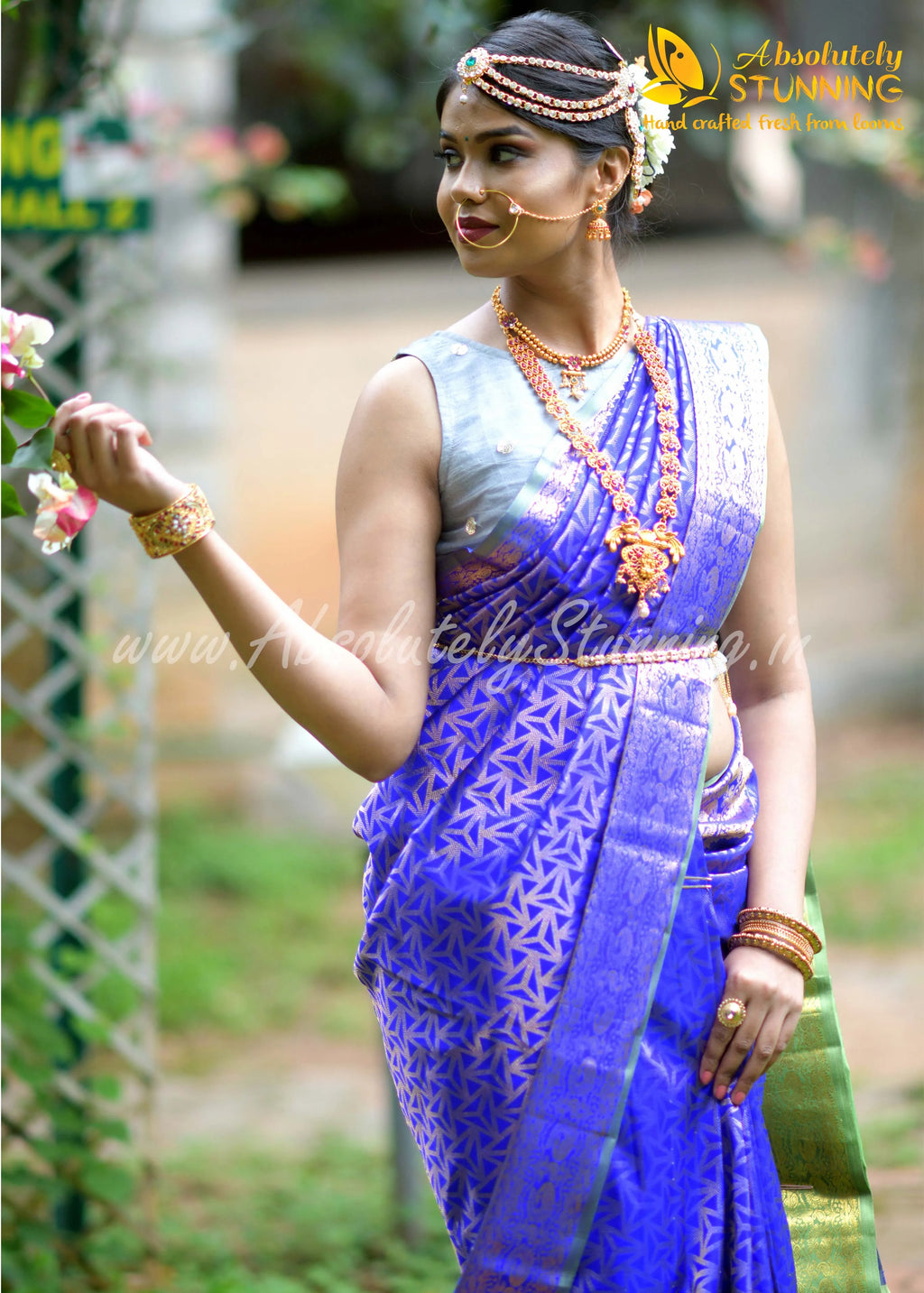 MAYOORANARTHANAM Hand Woven Blue Bridal