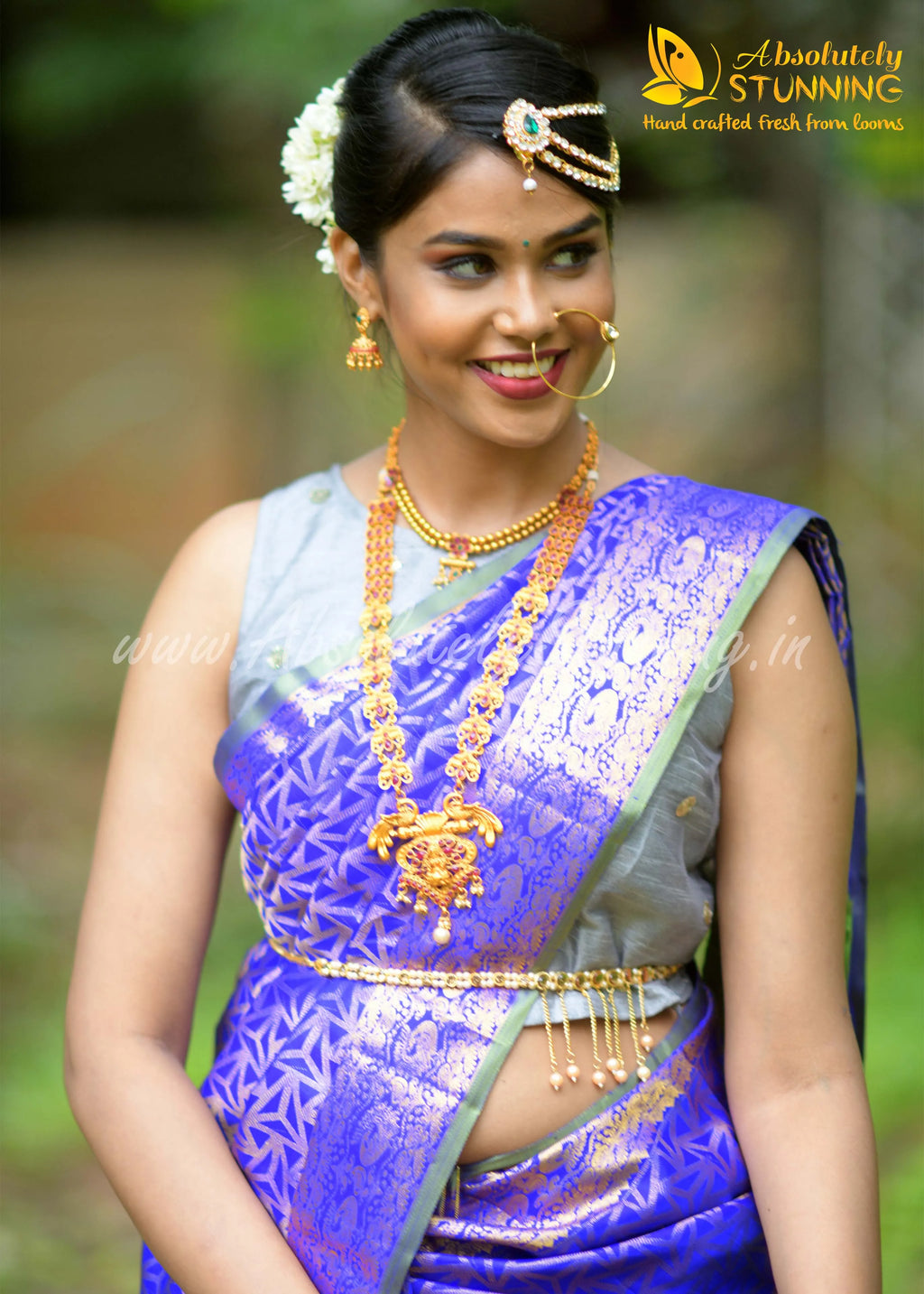 MAYOORANARTHANAM Hand Woven Blue Bridal
