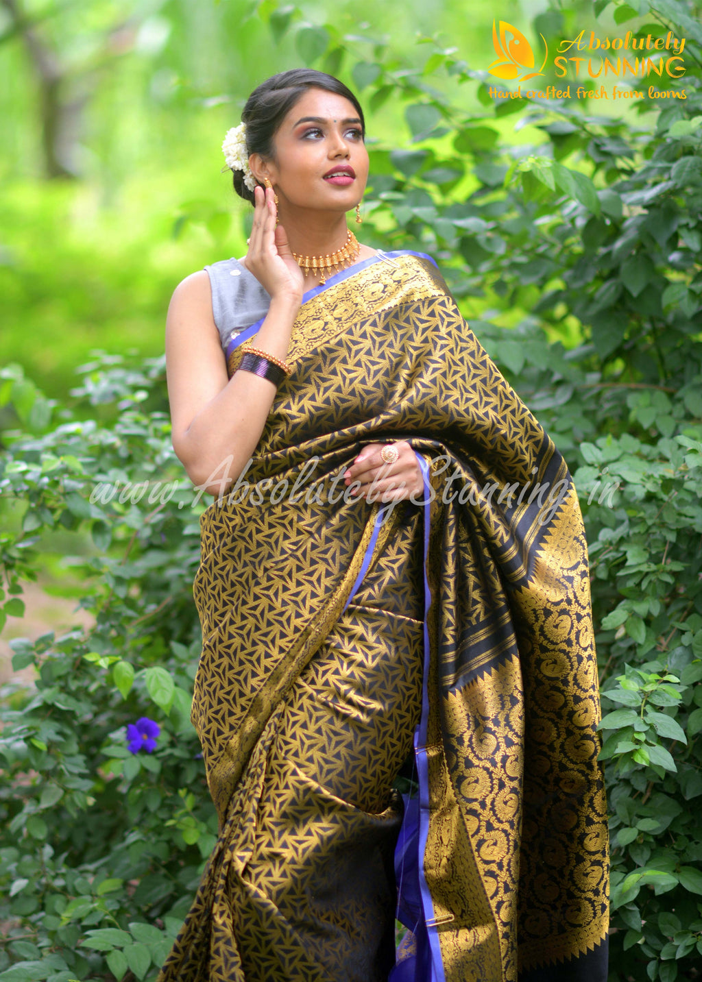 MAYOORANARTHANAM Hand Woven Black Bridal