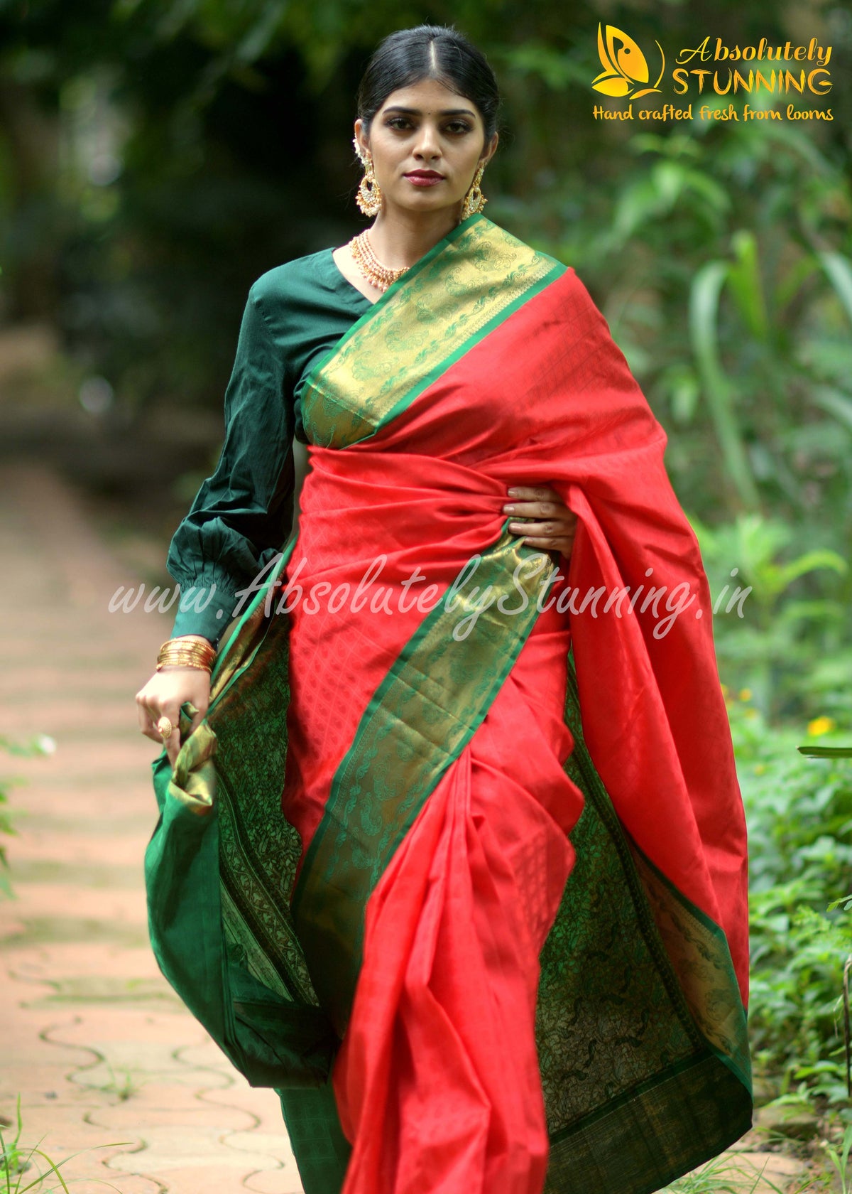 KOKILAM Handwoven Korvai Candy Apple Red