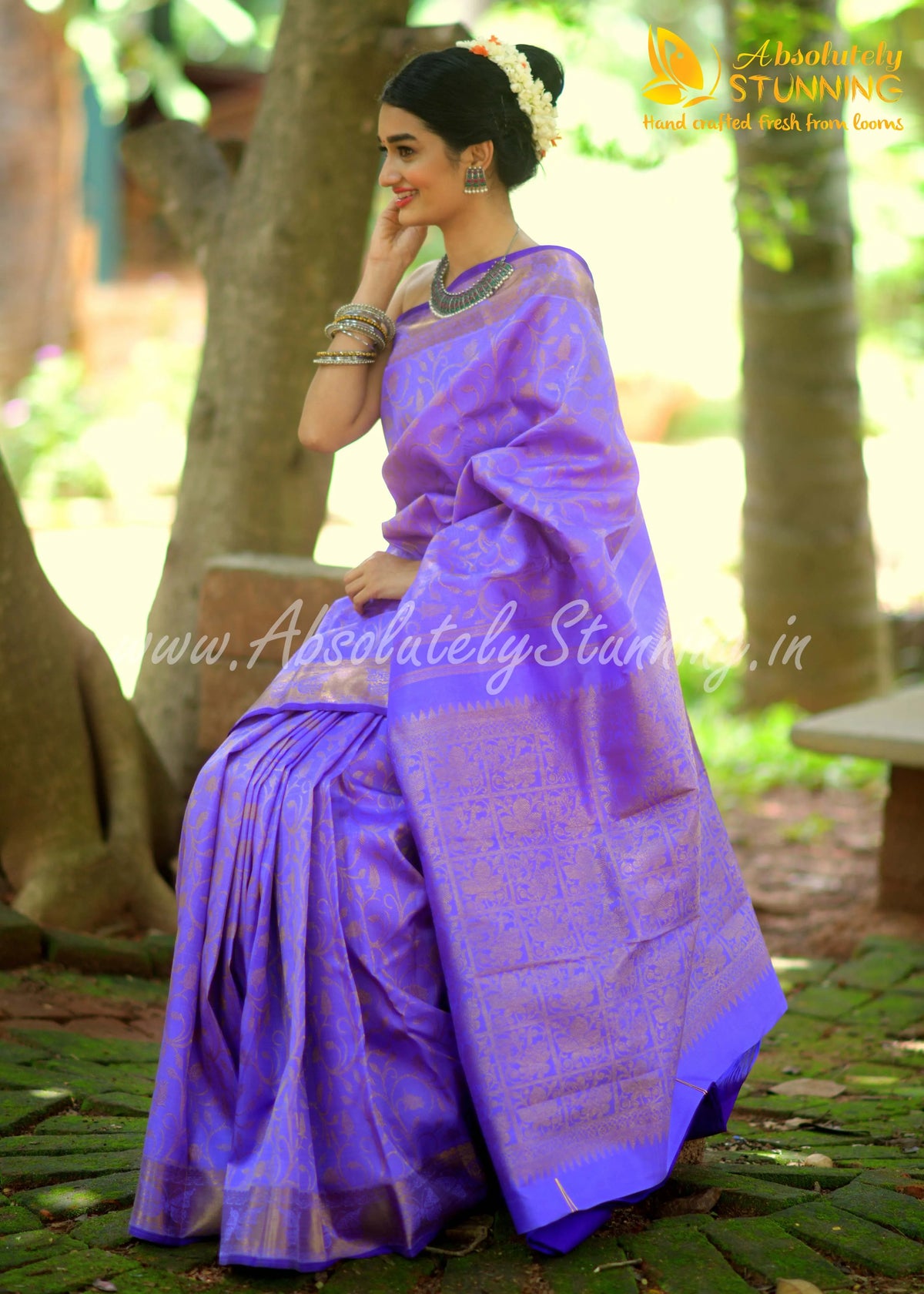 ROJAVANAM Hand Woven Lavender Bridal