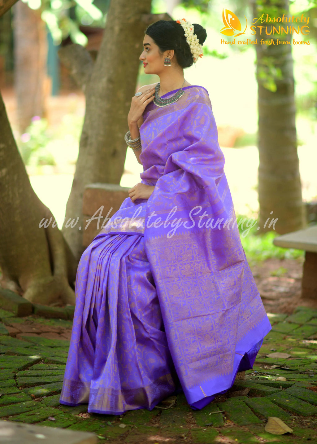 ROJAVANAM Hand Woven Lavender Bridal
