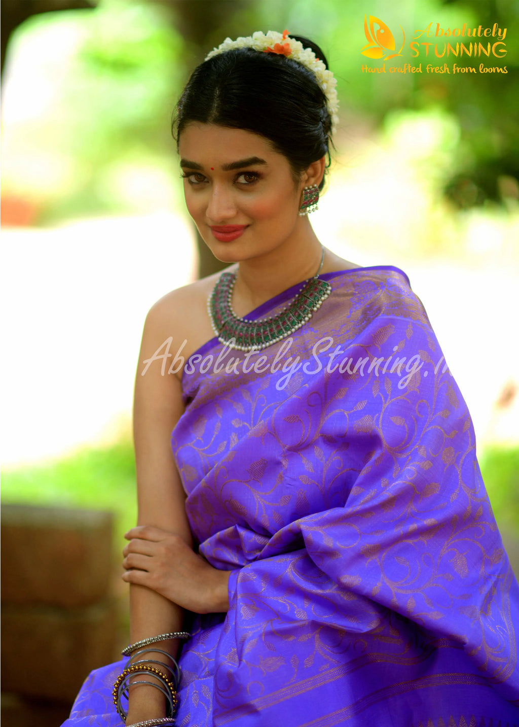 ROJAVANAM Hand Woven Lavender Bridal