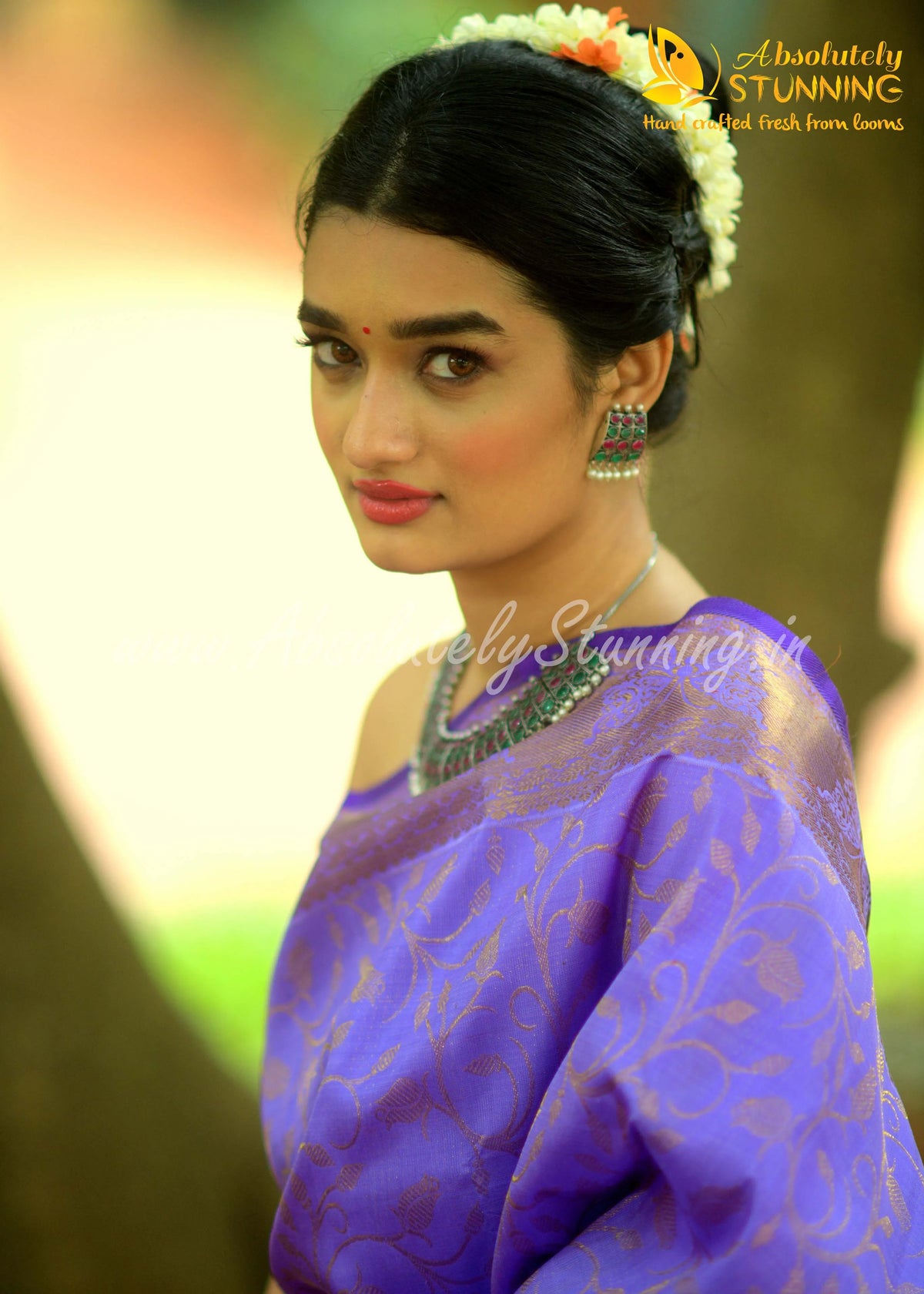 ROJAVANAM Hand Woven Lavender Bridal