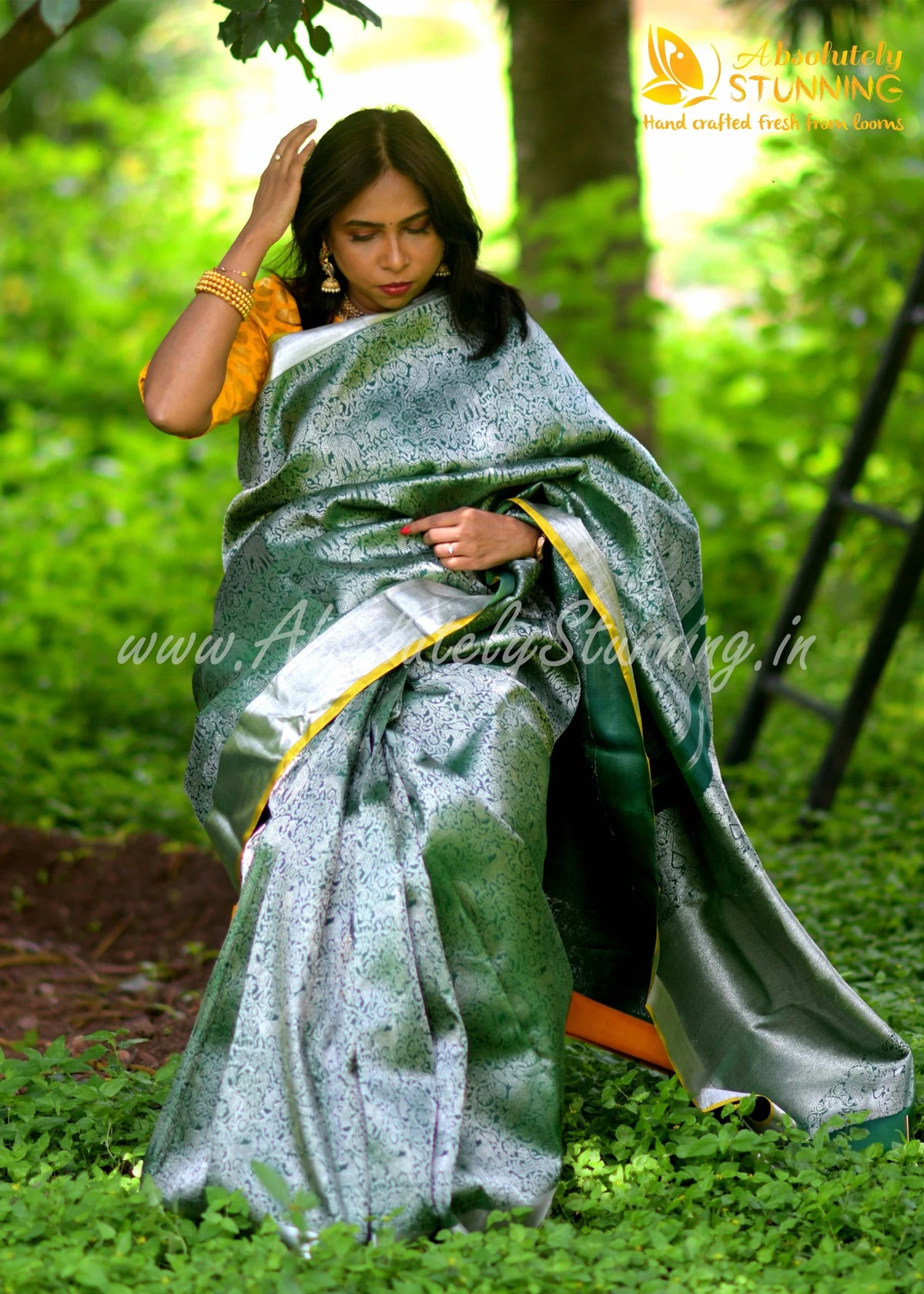 KANANAM Hand Woven Pine Green Bridal