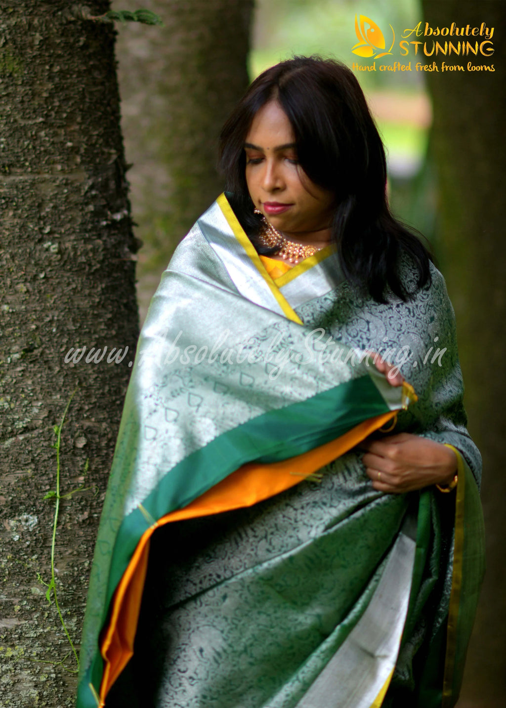 KANANAM Hand Woven Pine Green Bridal