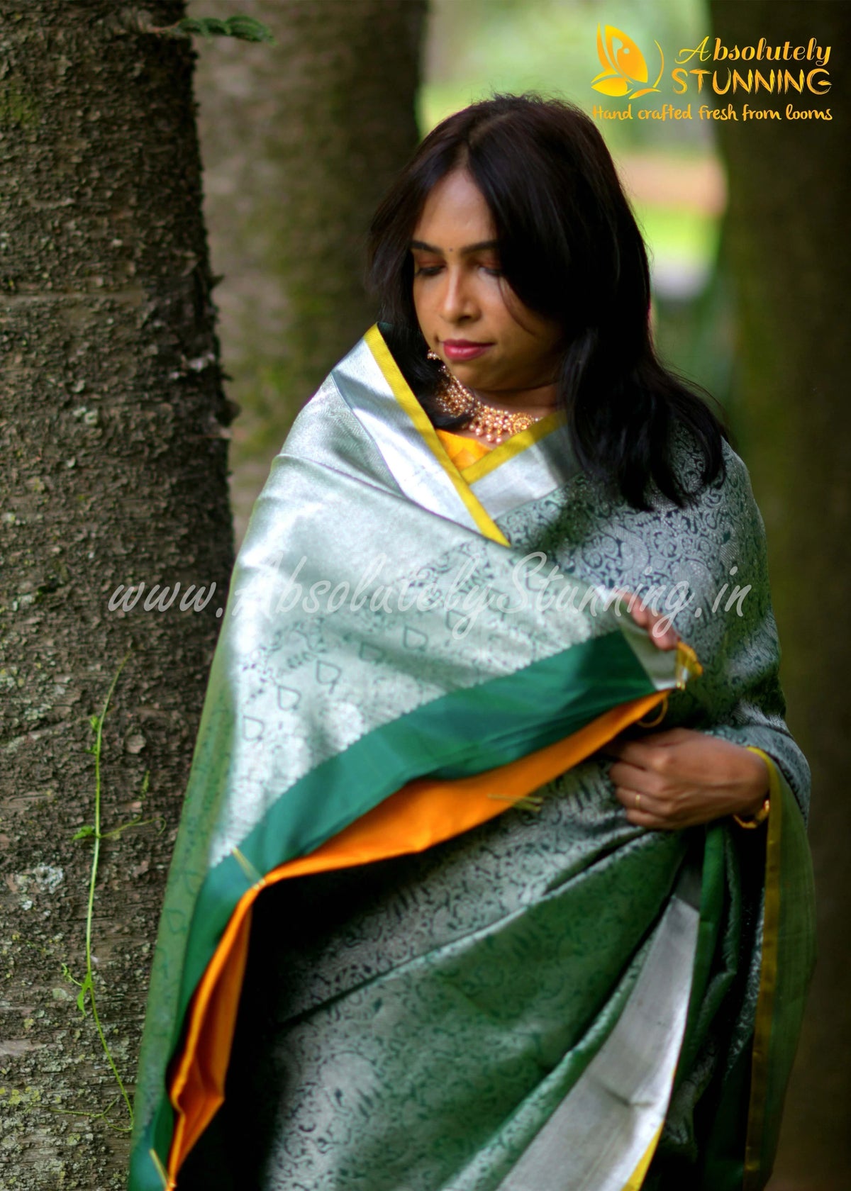 KANANAM Hand Woven Pine Green Bridal