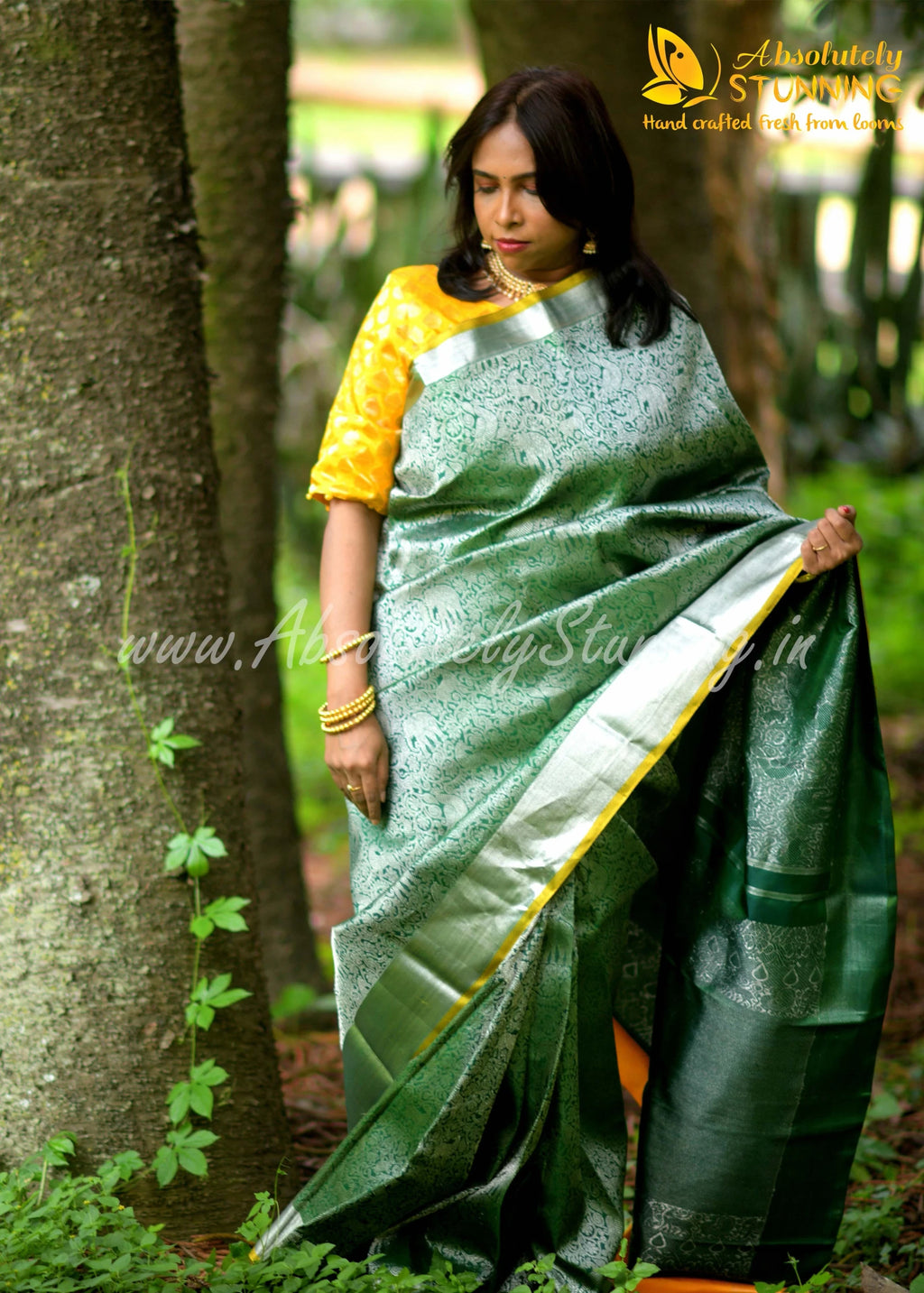 KANANAM Hand Woven Pine Green Bridal