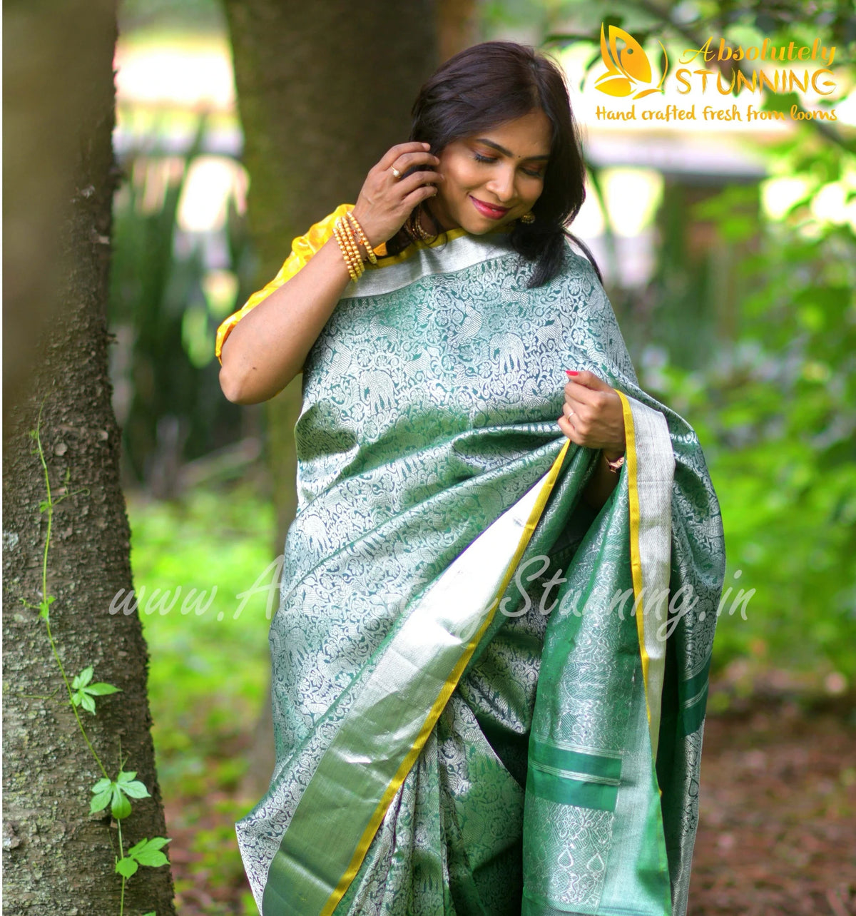 KANANAM Hand Woven Pine Green Bridal