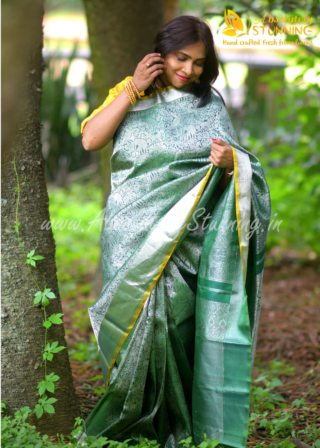 KANANAM Hand Woven Pine Green Bridal