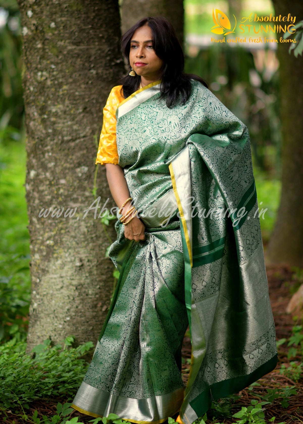 KANANAM Hand Woven Pine Green Bridal