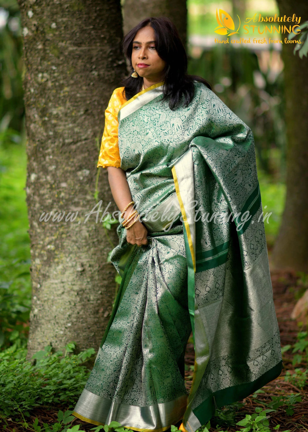 KANANAM Hand Woven Pine Green Bridal