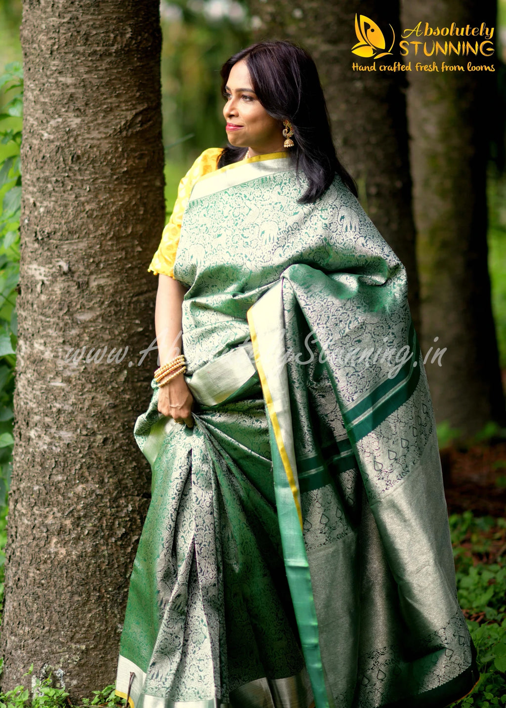 KANANAM Hand Woven Pine Green Bridal