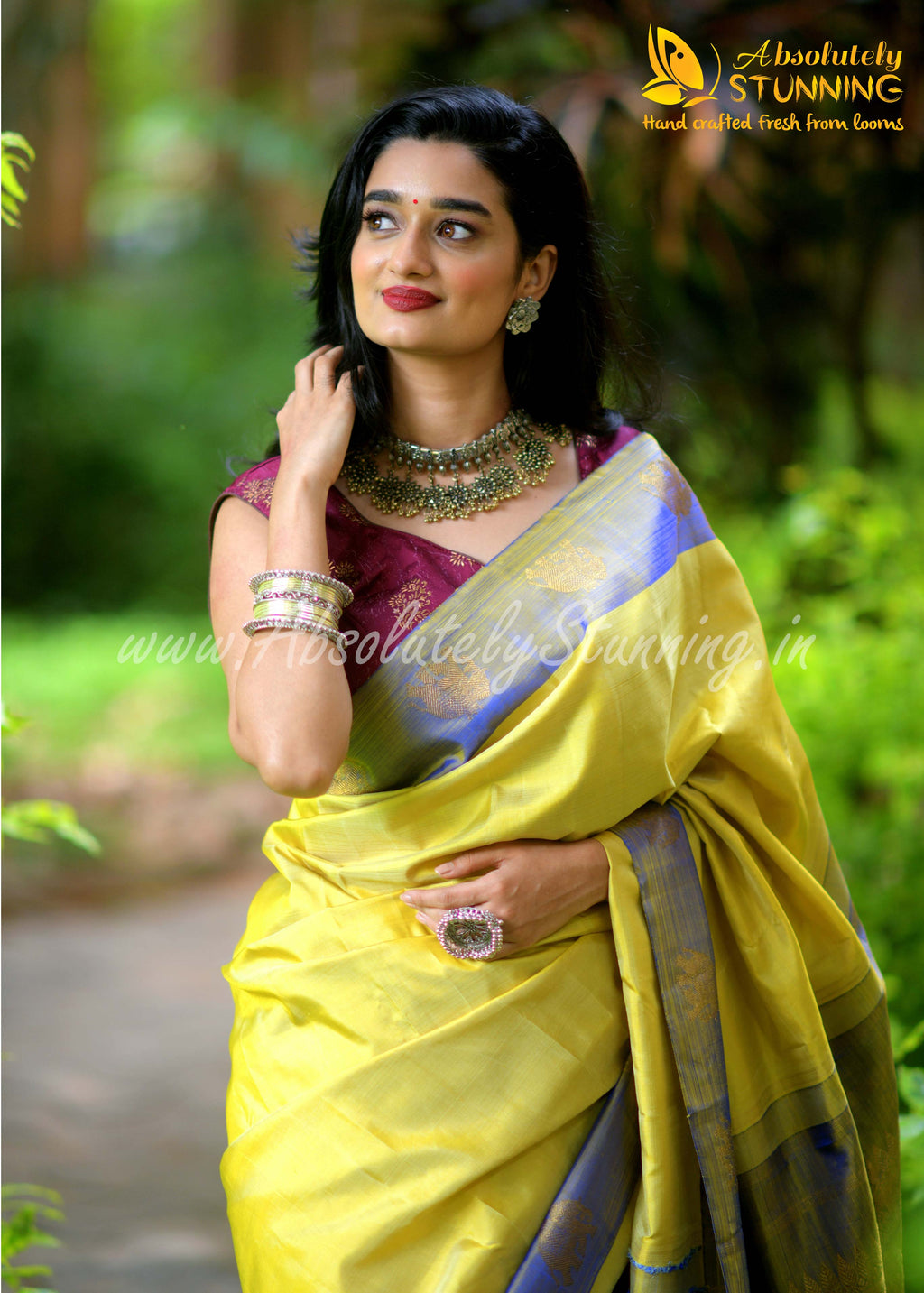 RATHOTSAVAM Hand Woven Lemon Yellow