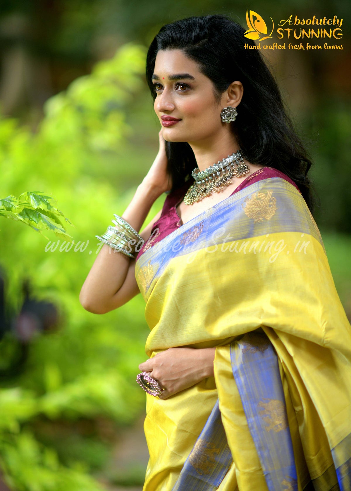 RATHOTSAVAM Hand Woven Lemon Yellow