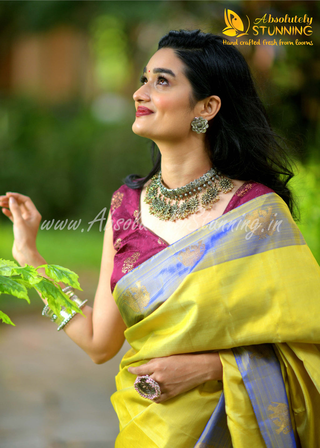 RATHOTSAVAM Hand Woven Lemon Yellow